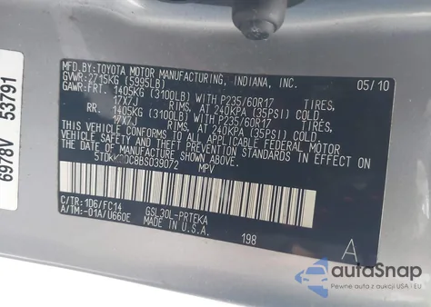 2011 Toyota Sienna Le V6 из США, поврежденный, VIN 5TDKK3DC8BS039072